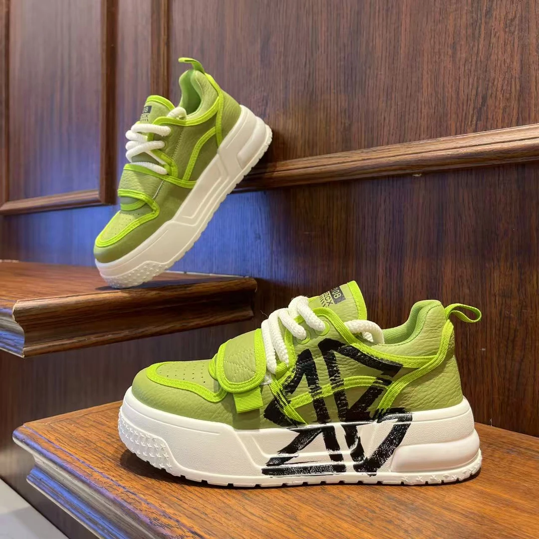 男鞋2025秋季时尚个性涂鸦厚底休闲潮鞋增高百搭低帮系带男生鞋子