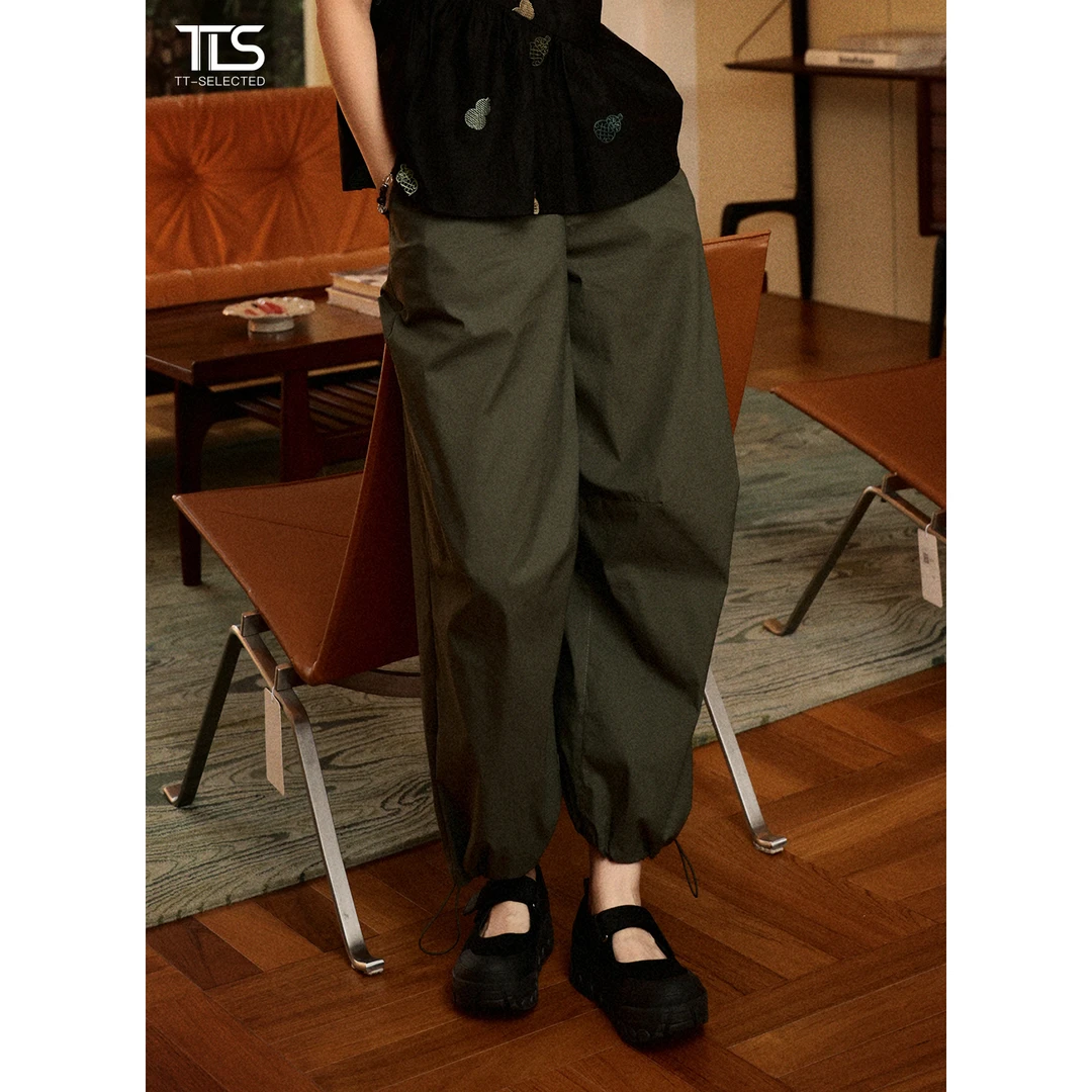 TT【降落伞裤】轻薄纸感棉纯色高腰百搭休闲九分裤TT-11CK0127