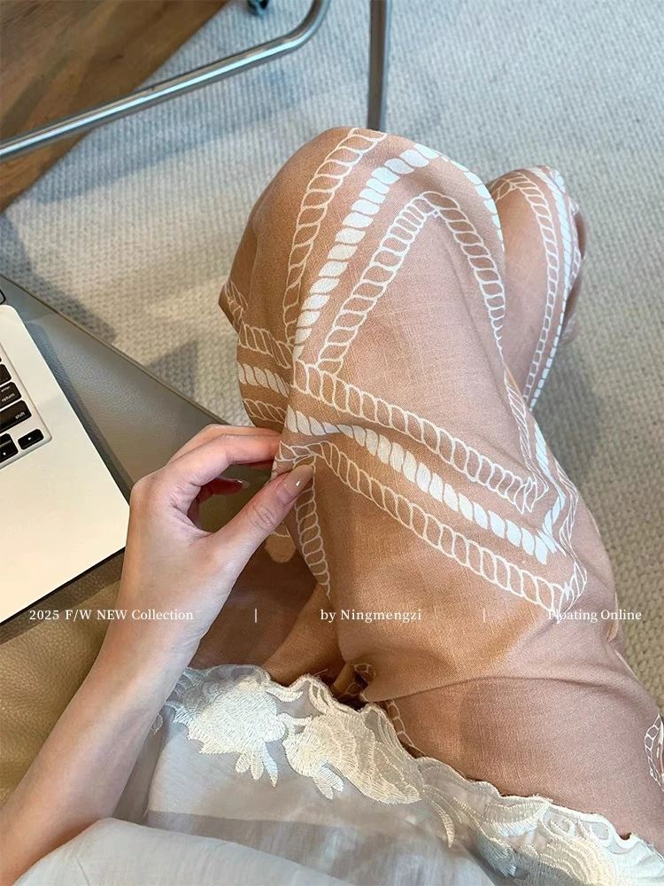 老钱风复古印花休闲阔腿裤2025新款女夏季透气高腰宽松直筒拖地裤