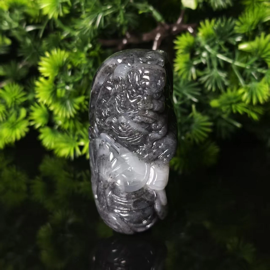 lot6639 钟馗（手把件） 和田玉青花 72*36*31.8mm 111.6g