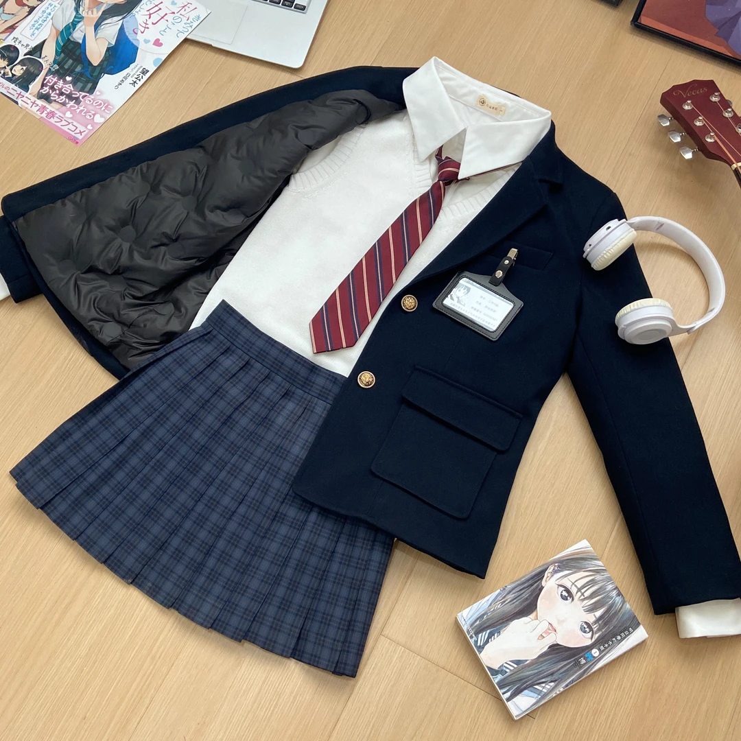 【津羽中】 羽绒西服单拍 搭配JK制服格裙上衣