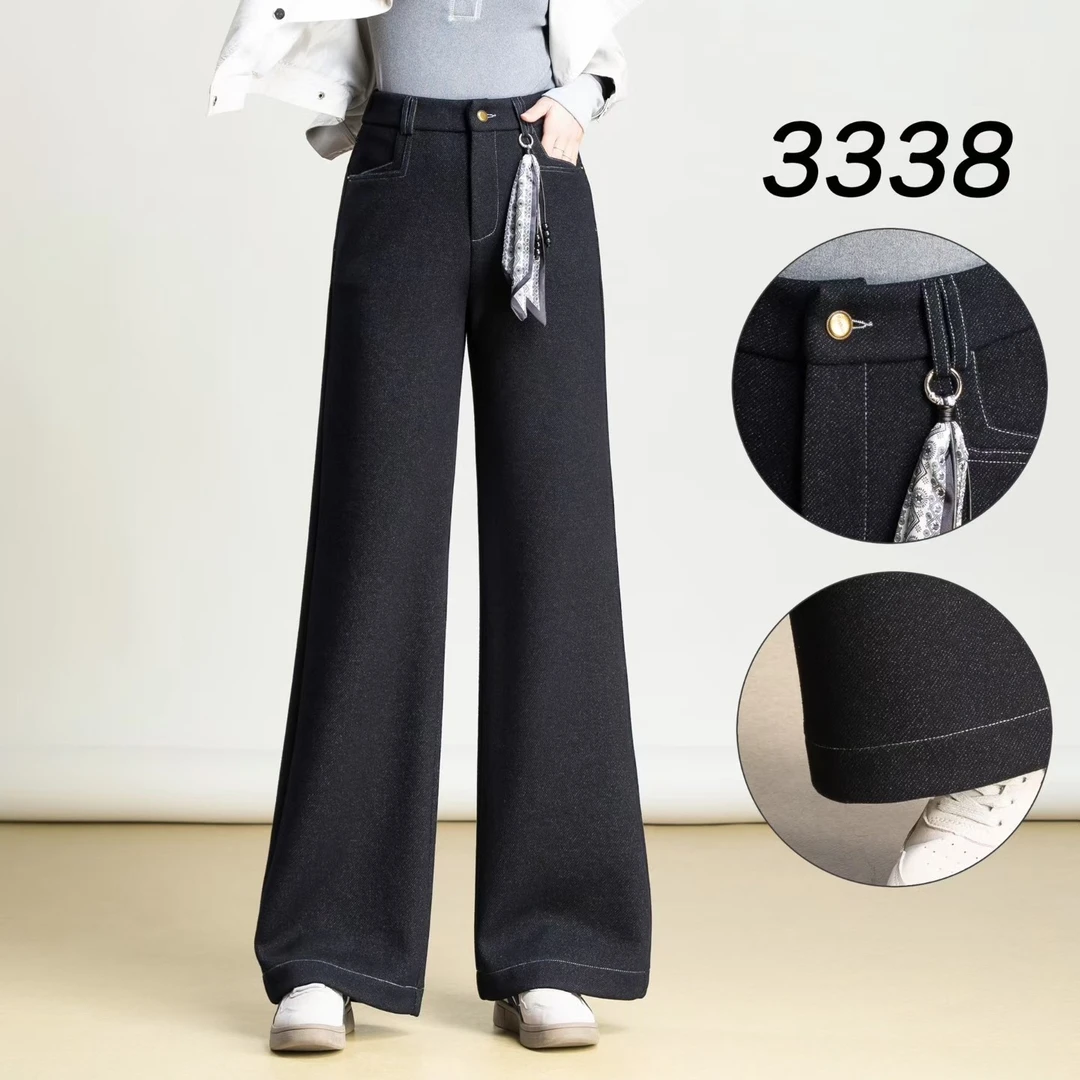 高品质醋酸羊毛牛仔筒喇裤3338