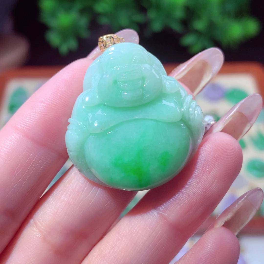 翡翠吊坠(不含链)18K金镶嵌