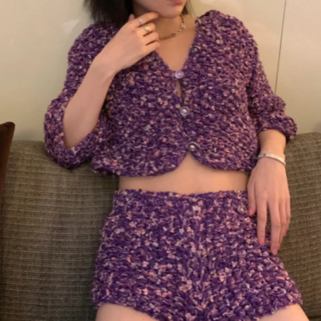 未使用 Chanel/香奈儿 D500763/紫色编织重工短裤/34码