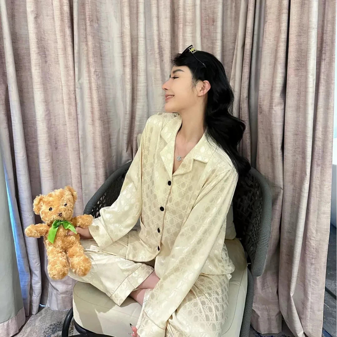 莎莎【金玉良缘】柔光软丝高定秋款睡衣家居服大牌网红同款