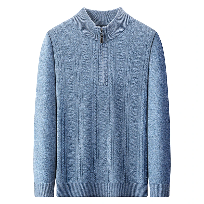 男装厚款羊毛68%羊绒32%混纺12针360克均重秋冬针织衫