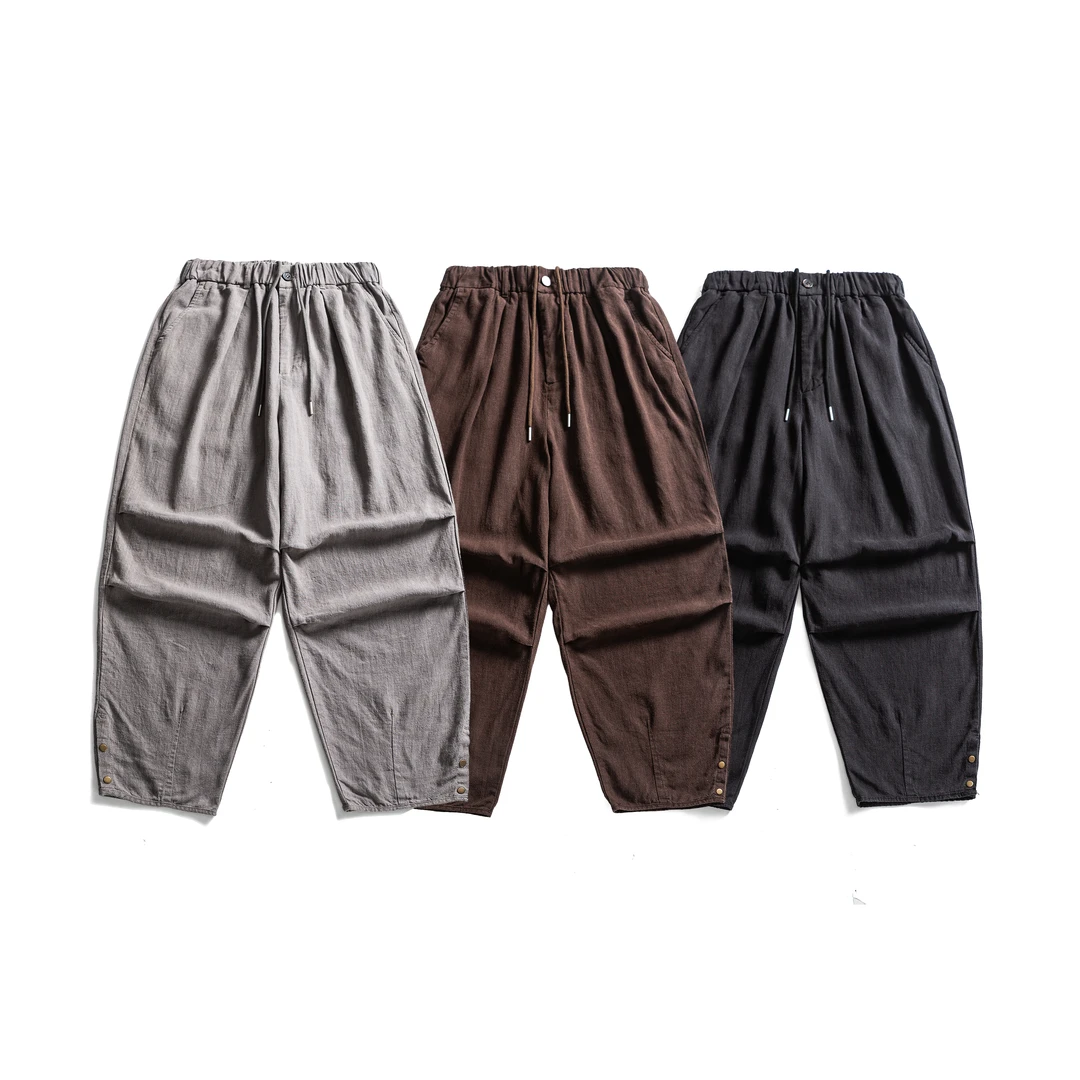 夏季高级感天丝苎麻休闲裤国风复古宽松百搭裤子轻薄透气凉爽