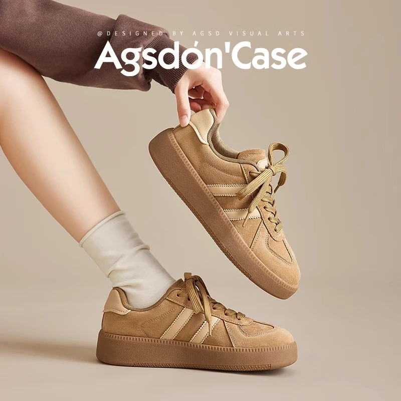 奥古狮登德训鞋女2025春季厚底增高休闲板鞋美拉德复古阿甘鞋H