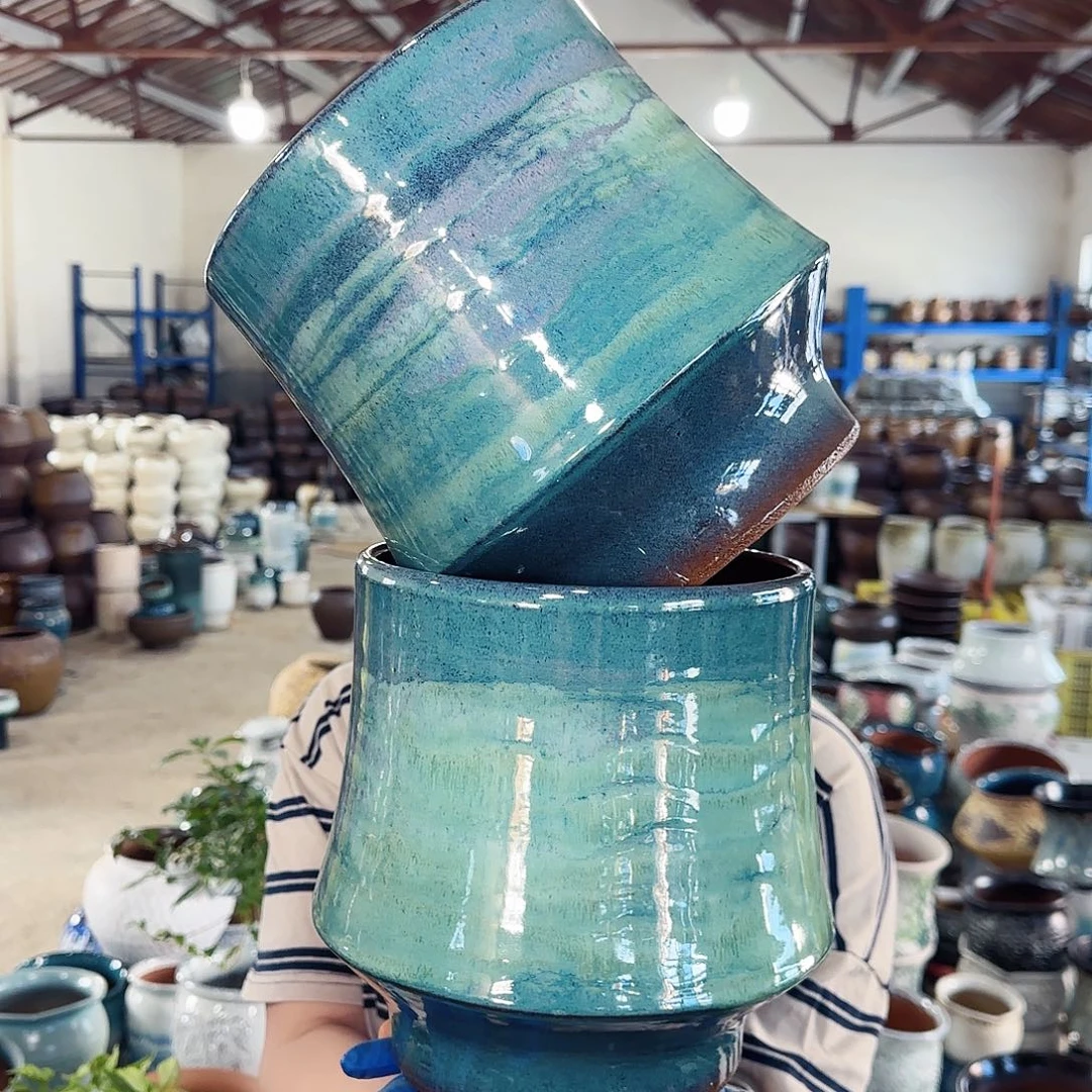 紫砂花盆高21口18