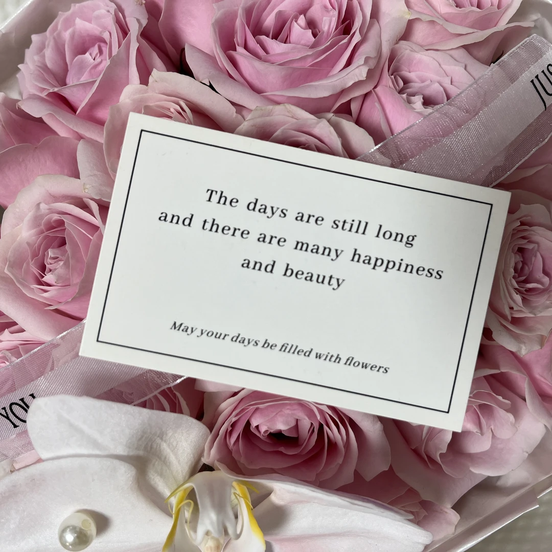ins风小香风生日鲜花店简约英文卡片小贺卡花束留言祝福明信片