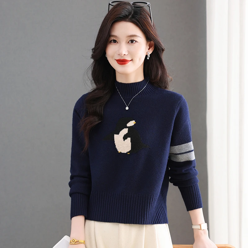 动感哥弟正品法式复古提花针织衫女2025新款圆领羊毛衫百搭上衣女