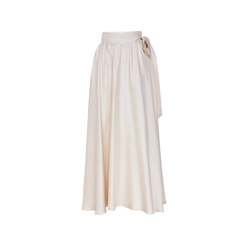 TRACYCHU超大用量厚蚕丝缠绕绑带长半裙财阀千金清冷感贵系度假风