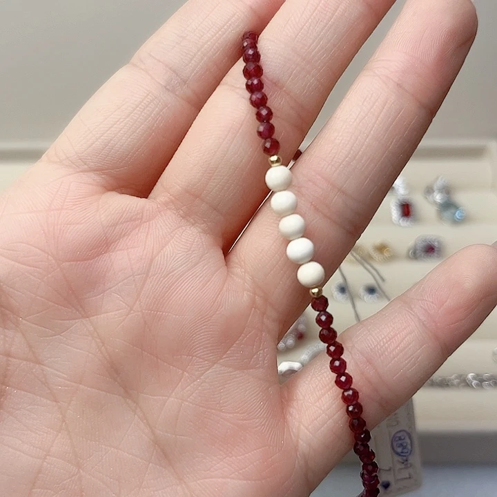 手链银S925镶嵌石榴石孤品