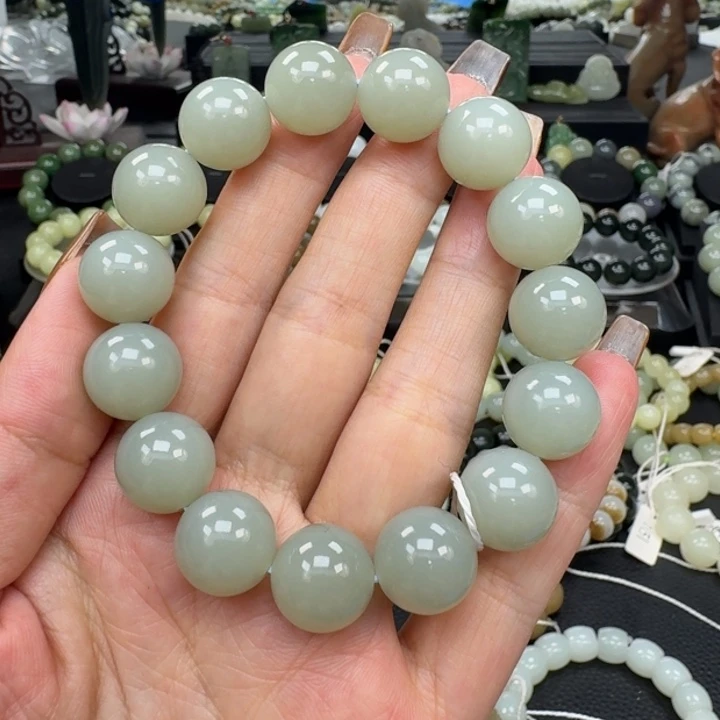 和田玉未镶嵌手链和田玉新疆且末天空蓝卡14