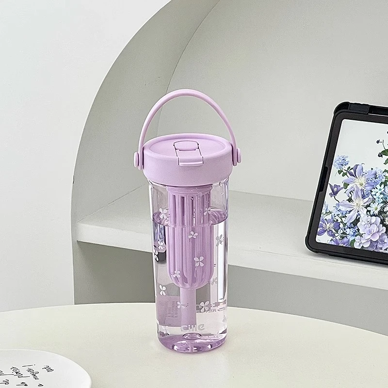 希乐2025新款女高颜值ins花朵tritan塑料杯耐高温便携吸管水杯子