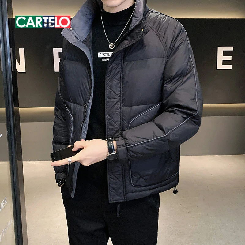 卡帝乐鳄鱼冬季时尚休闲百搭轻薄短款棉衣服男士保暖立领棉服外套