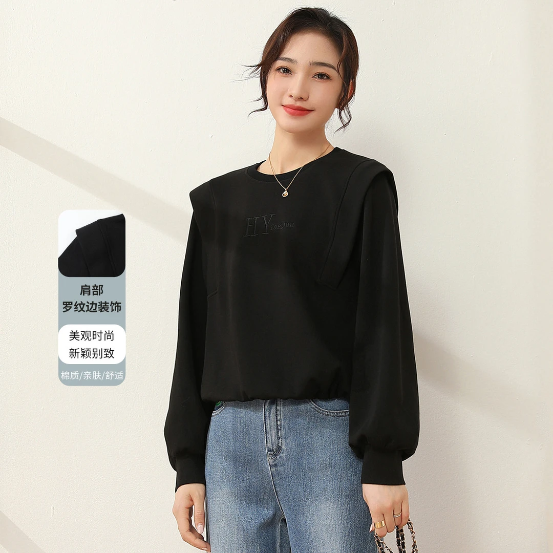 空气棉春季打底衫时尚短款百搭套头女式上衣TC112390