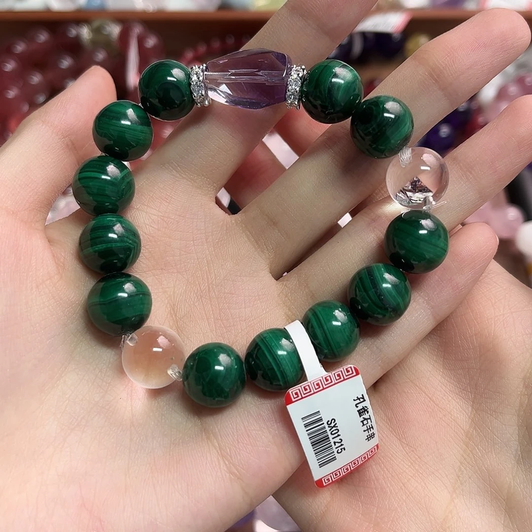 孔雀石未镶嵌手链12-13mm