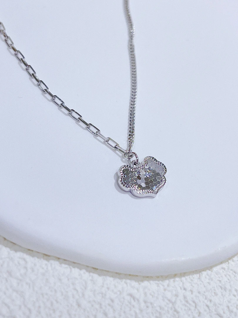 尚晶品珠宝铂金实心AB链平安如意鱼鳞锁包套链精致闪耀项链PT950