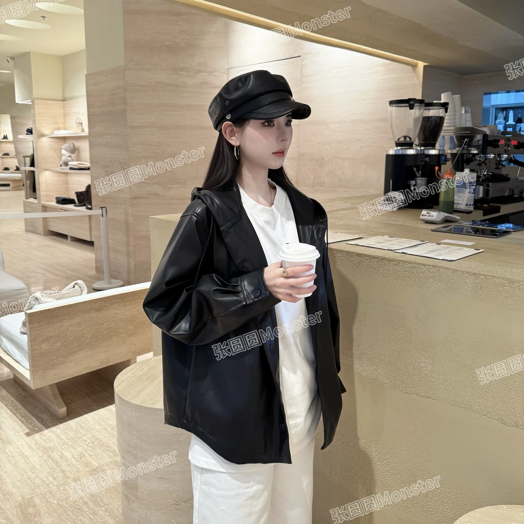 2025早春新款  Cleanfit 高品质pu皮连帽外套夹克