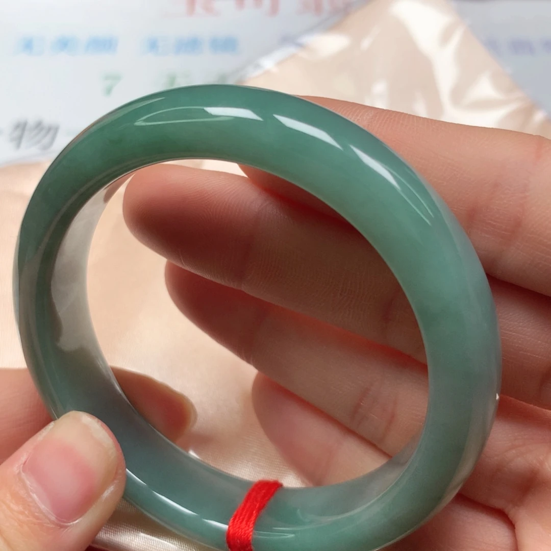 翡翠未镶嵌手镯油青冰胶55正圈