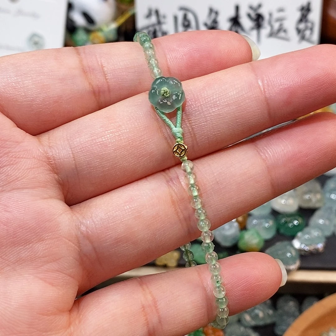 翡翠未镶嵌颈饰小花手链15