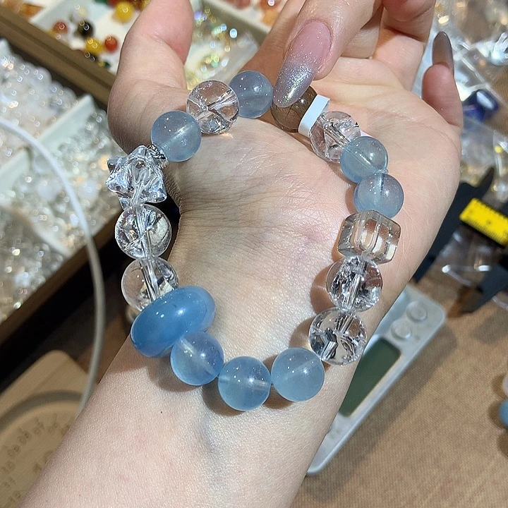 水晶手链未镶嵌海蓝宝水晶