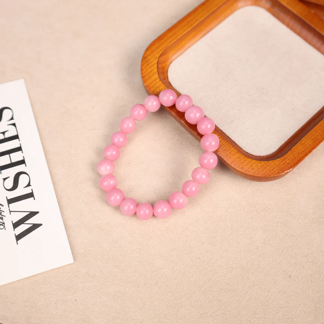 合金手链 LZ2903-1 8mm老料桃花粉粉料粉色满串琉璃手串