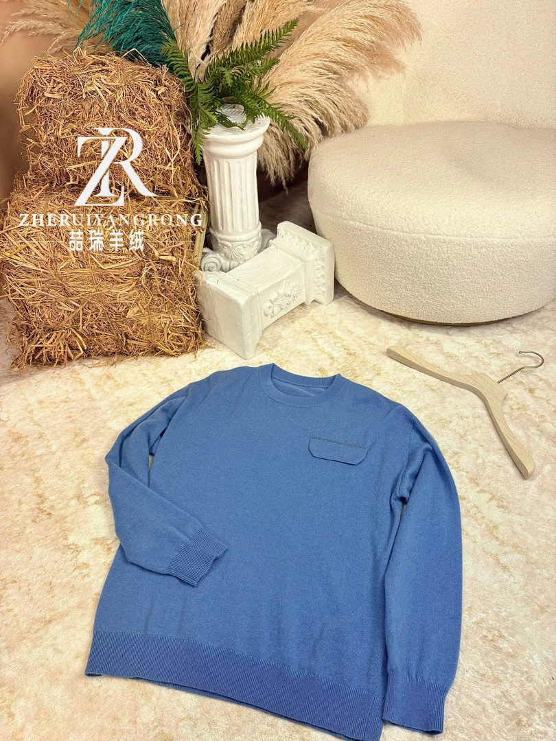 【喆瑞羊绒】圆领商务风羊绒套衫时尚简约半高领镂空厚款