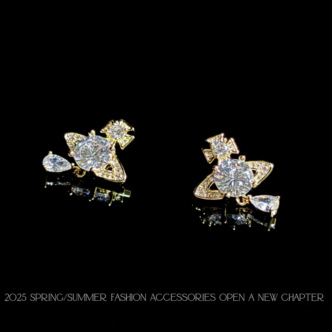 铜合金耳饰 镀k金 2025款C5528【梦境环星】铂堡俪 BOBAOLI 耳钉