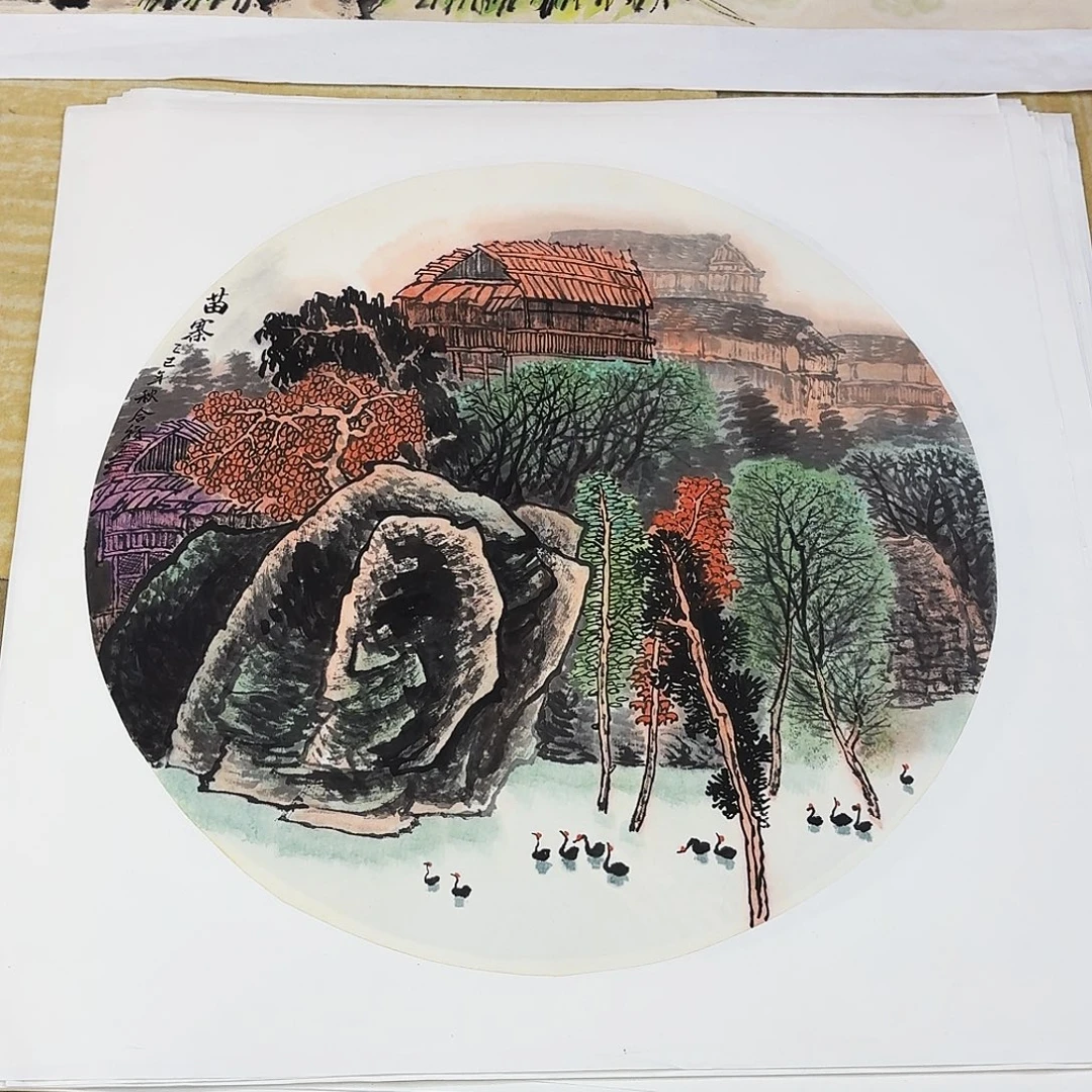 用***3国画四尺斗方手绘作品
