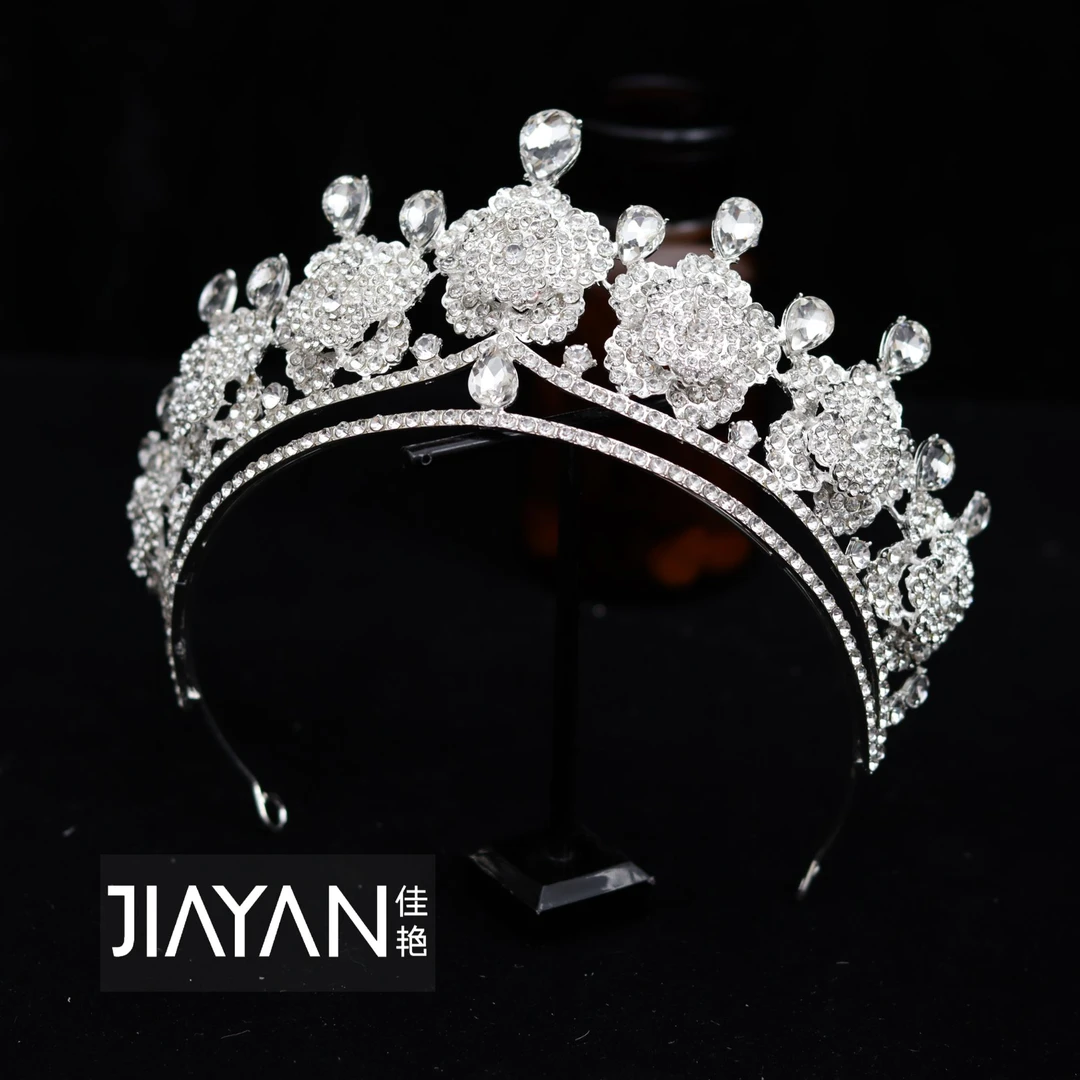 7163新款满钻个性轻奢皇冠新娘结婚主纱头饰影楼跟妆写真