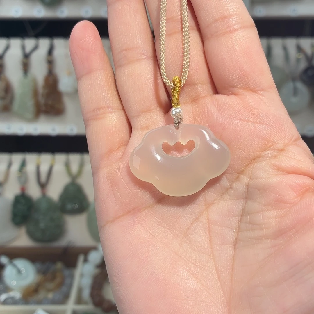 玛瑙/玉髓合金颈饰福利款纯天然玛瑙如意锁