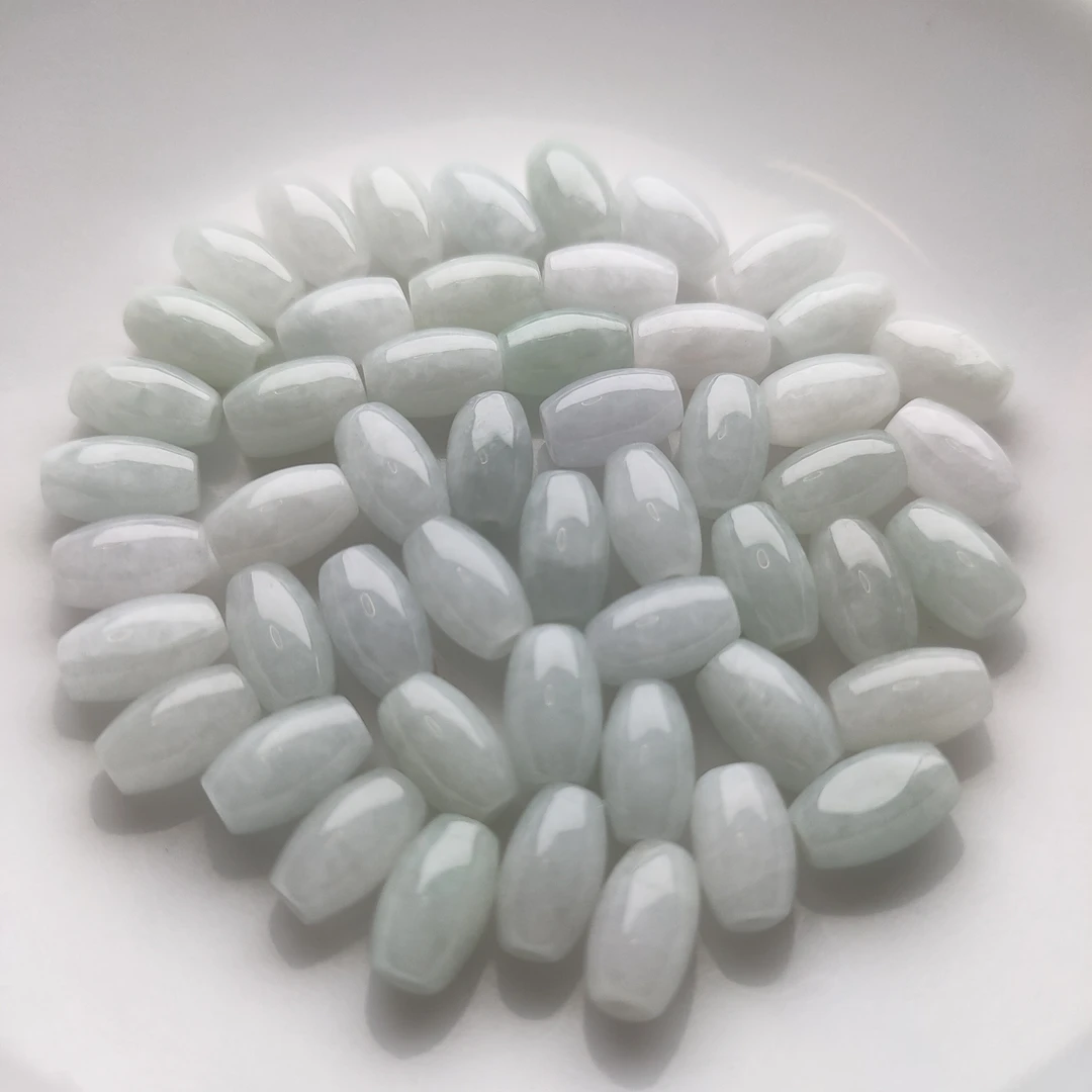天然A货翡翠.大米珠.尺寸5*8mm.50颗=$30