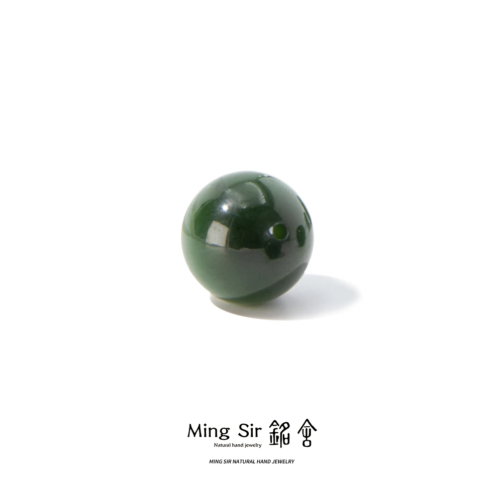 【铭舍】和田玉碧玉圆珠单珠12mm左右M-12.24