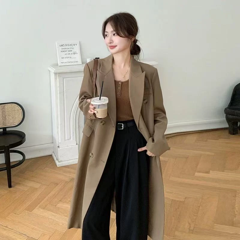 QZBY01# 高级感中长款气质百搭英伦风双排扣风衣外套潮