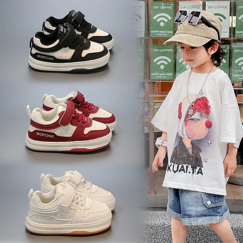 春秋季新款女童运动鞋鞋子女宝宝皮面老爹鞋学生小童鞋子百搭