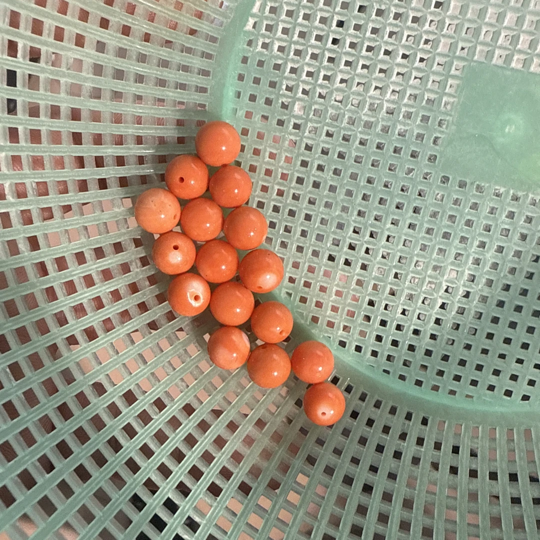 天然红珊瑚散珠一手
