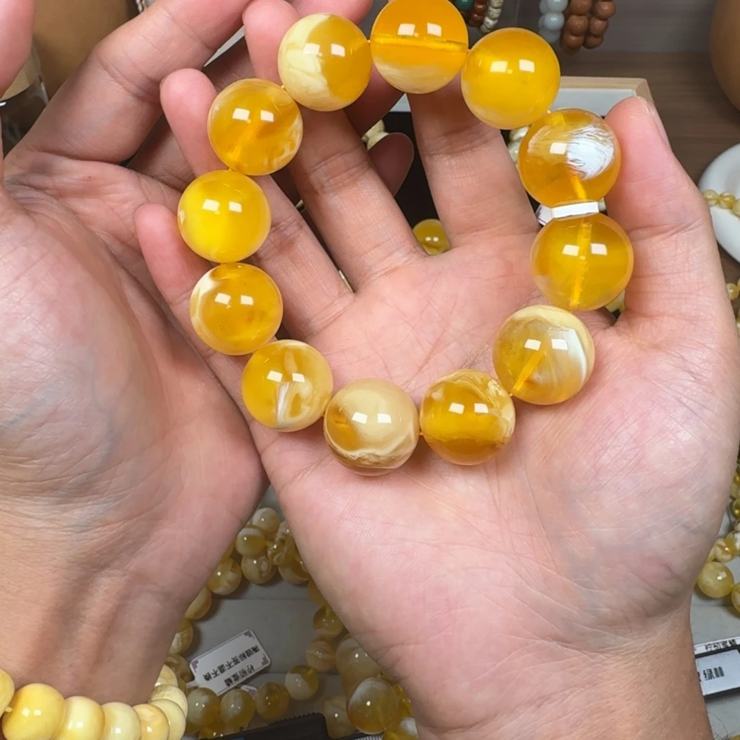 轻***山蜜蜡未镶嵌手链20蜜蜡手串