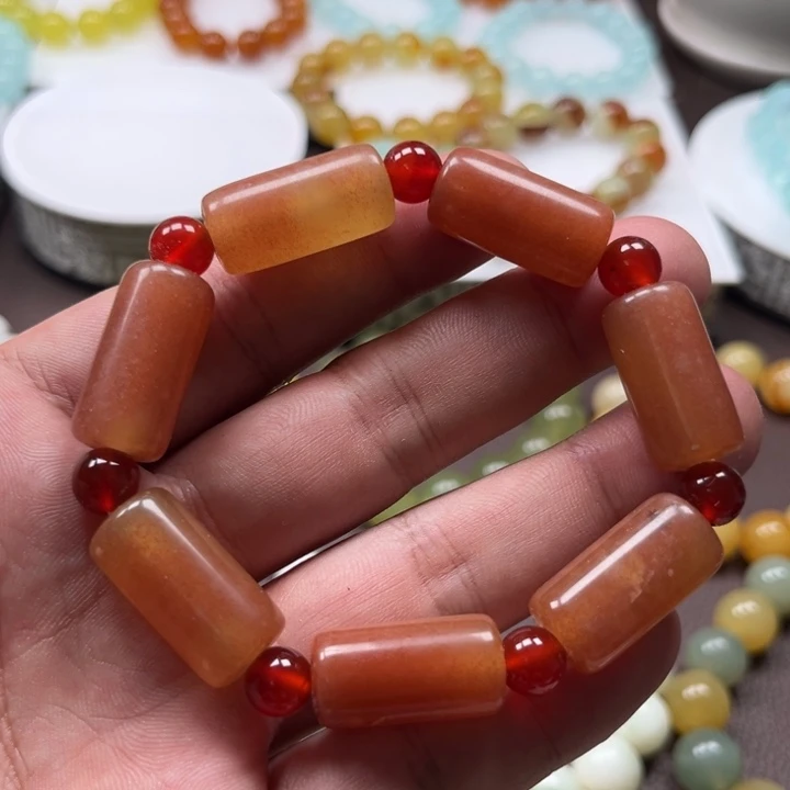 蛇纹石玉合金手链