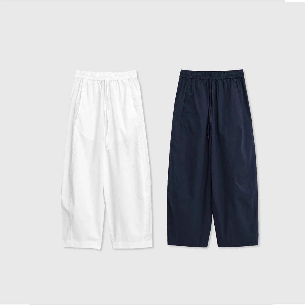 高级老钱风莱赛尔天丝水洗高腰系带宽松直筒阔腿休闲裤女九分裤子