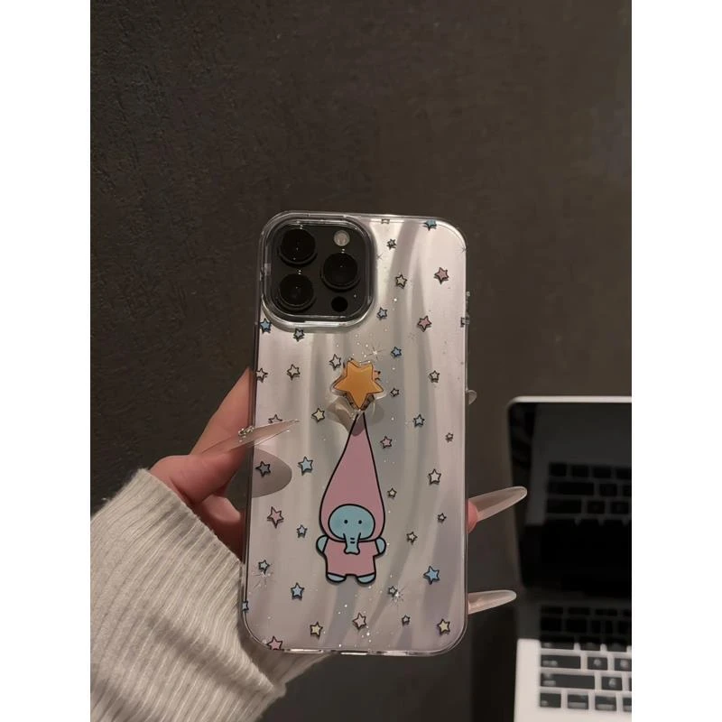 星星长帽子小象适用苹果16promax手机壳iPhone15可爱13/14pro流星