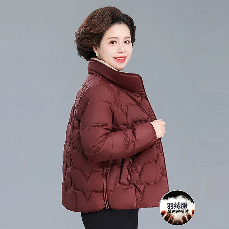 罗蒙高贵妈妈羽绒服短款中年冬装洋气新款时尚中老年人女秋冬外套