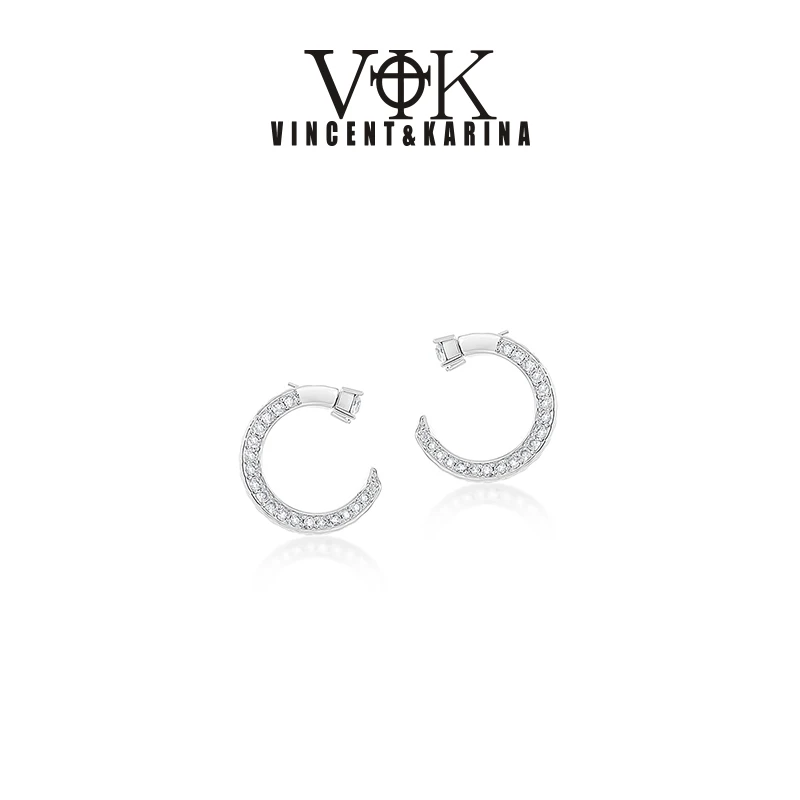 VINCENT&KARINA 铜合金合成锆石耳饰 【Garden】时尚C圈双戴耳环