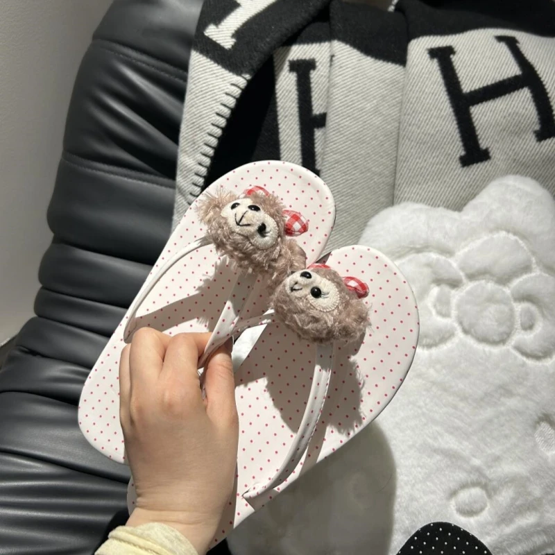 5cm波点皮面*KT猫hellokitty女凯蒂猫网红厚底人字拖高跟鞋