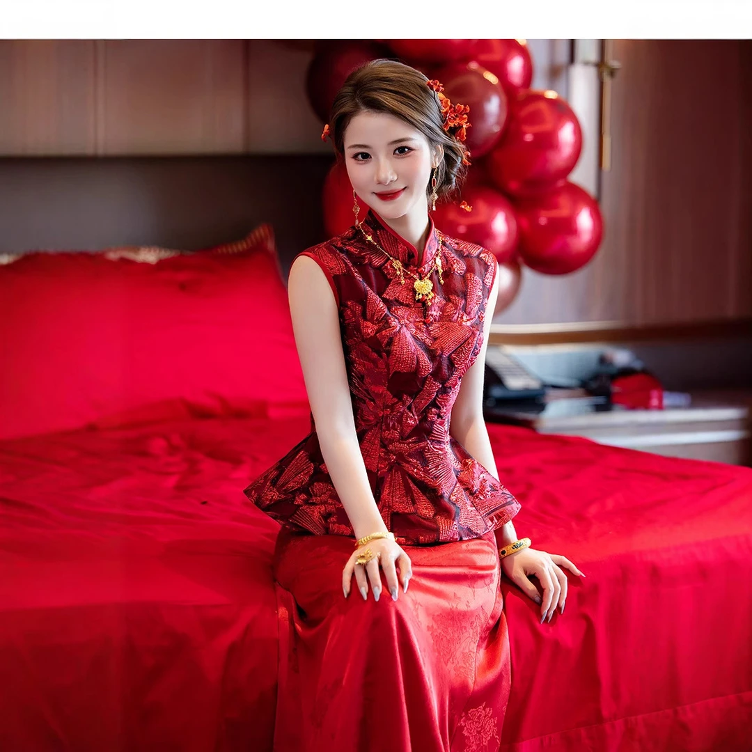 敬酒服高级感新中式订婚礼服2025新款新娘结婚敬酒服修身夏季喜庆