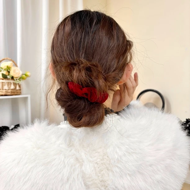 L040/L116大夕洛红色满天星头绳发绳发圈头饰发饰复古简约韩版