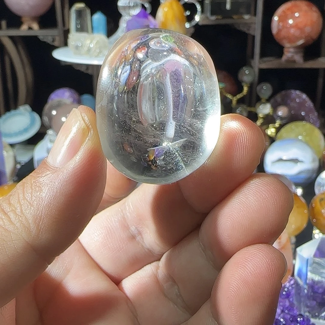 天然透体白水晶把玩