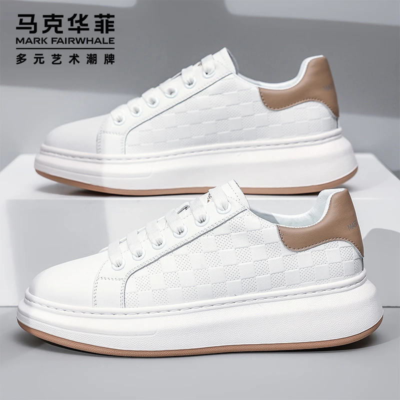 马克华菲白色百搭板鞋男新款时尚潮鞋爆款流行鞋子轻奢厚底小白鞋