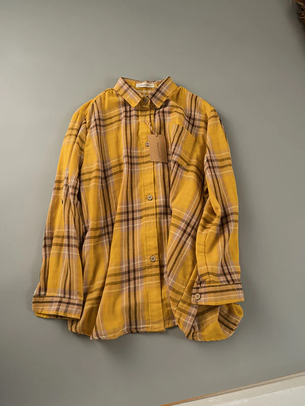 防晒衬衫女2025春季新款韩系休闲格子双层棉纱舒适百搭洋气衬衣潮